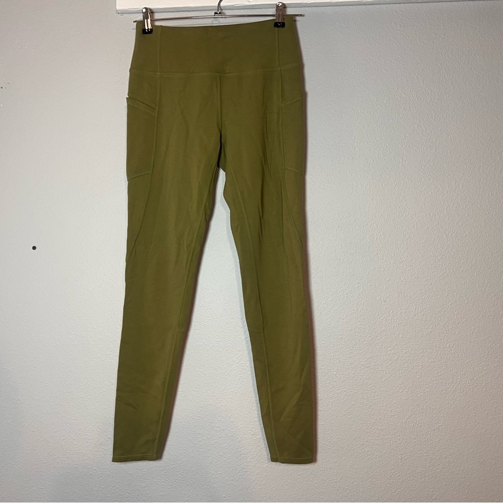 Soft Surroundings Pocket Leggings Size XS Olive Green Midrise Full 7/8 Length